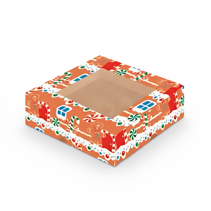 Caja Estandar 14 c/ventana – Paq c/5 Pzas | Varierdad de Diseños NAVIDAD| 14 x 14 x 5 cms