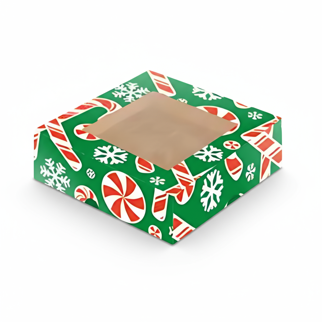 Caja Estandar 14 c/ventana – Paq c/5 Pzas | Varierdad de Diseños NAVIDAD| 14 x 14 x 5 cms