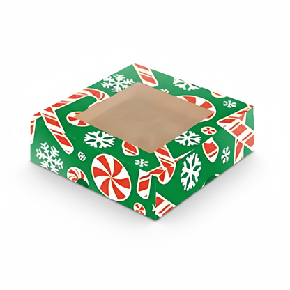 Caja Estandar 14 c/ventana – Paq c/5 Pzas | Varierdad de Diseños NAVIDAD| 14 x 14 x 5 cms