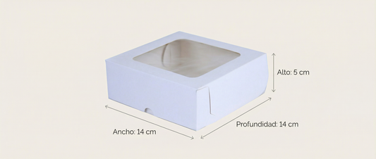 Caja Estandar 14 c/ventana – Paq c/5 Pzas | Variedad de Colores | 14 x 14 x 5 cms